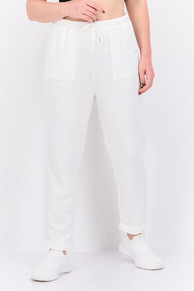 Splendid Women Regular Fit Eyelet Detail Taper Pants, White