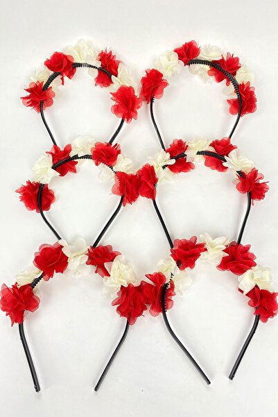 Hayalperest boncuk 6 قطع تاج وصيفة العروس مع زهور ليزر حمراء وتاج هدية للأطفا...