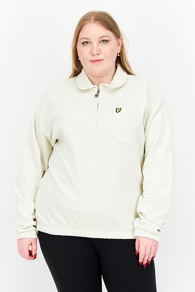 Lyle & Scott Women Spread Collar Embroidered Logo Sweatshirt, Pillow White