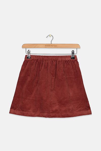 Tchibo Kids Girl Corduroy Front Pocket Pull On Skirt, Brown