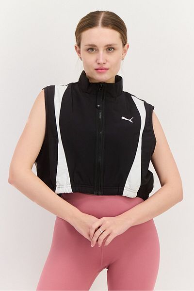 Puma سترة رياضية نسائية قصيرة، باللون الأسود