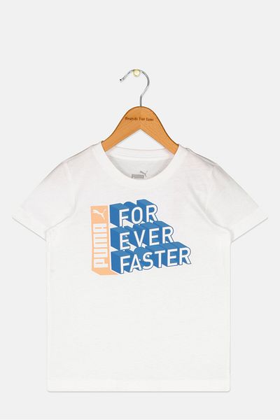 Puma Kids Boy Sportswear Fit Short Sleeve Outdoor T-Shirt, White Combo