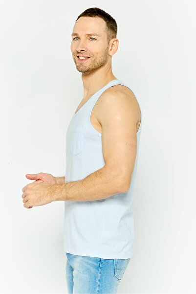 GAP Men Scoop Neck Sleeveless Stripe Vest, Blue