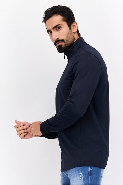 Lyle & Scott Men Mock Neck Long Sleeves Plain Sweatshirt, Navy