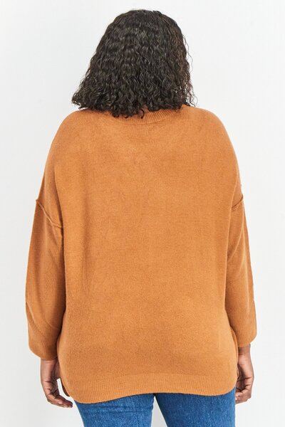 Vince Camuto Women Round Neck Long Sleeves Textured Sweater, Brown