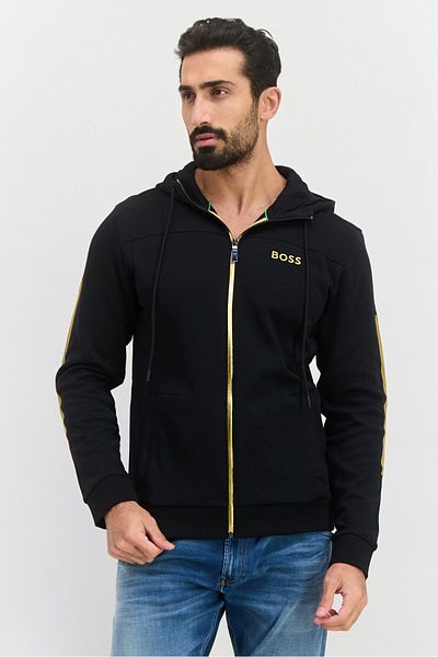 BOSS Men Embroidered Logo Full Zip Sweatshirts, Black
