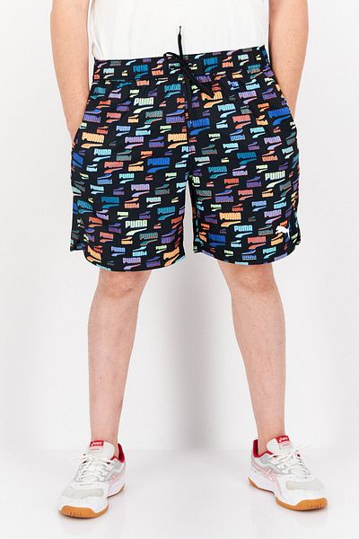 Puma Men Swimwear Allover Print Short, Black Combo