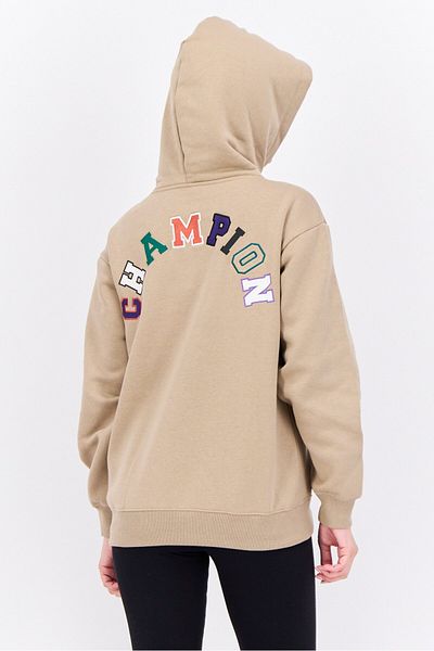 Champion Women Sportswear Fit Outdoors Hooded Sweatshirt, Tan