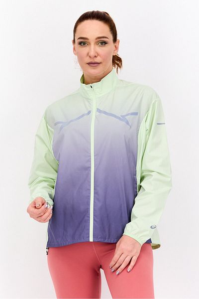 Asics Women Regular Fit Running Jacket, Green Combo