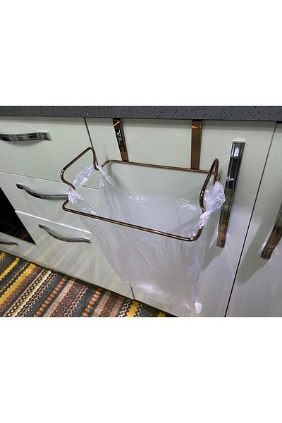 almital mobilya aksesuarları furniture accessories Copper Color, Luxury Garbage Bag Holder, Metal Bag Holder Hanging on the Cabinet Door, Organizer