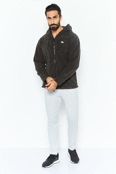 Hurley Men Hooded Long Sleeve Brand Logo Sweatshirt, Grey