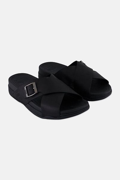 Fitflop Men Nubuck Slip On Slides, Black
