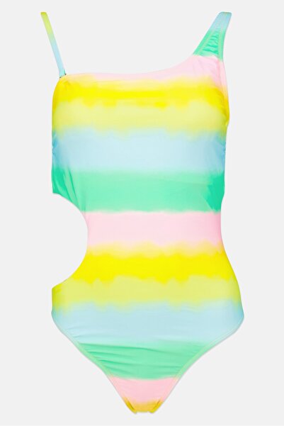 California Sunshine ملابس سباحة نسائية من قطعة واحدة بألوان متعددة، أصفر