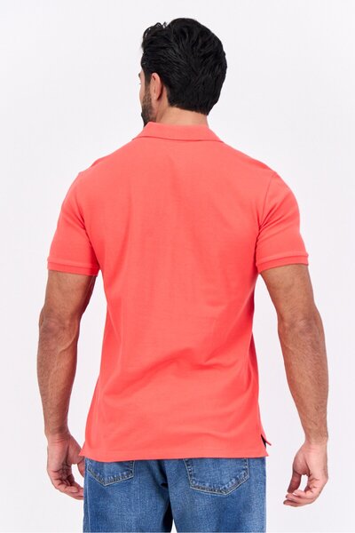 GAP Men Stretch Fit Solid Logo Short Sleeves Polo, Red