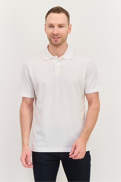 GAP Men Regular Fit Textured Short Sleeves Polo Shirt, White