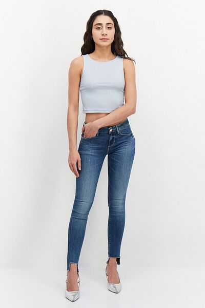 Guess Women Skinny Fit Mid Waist Stretchable Denim Jean, Blue