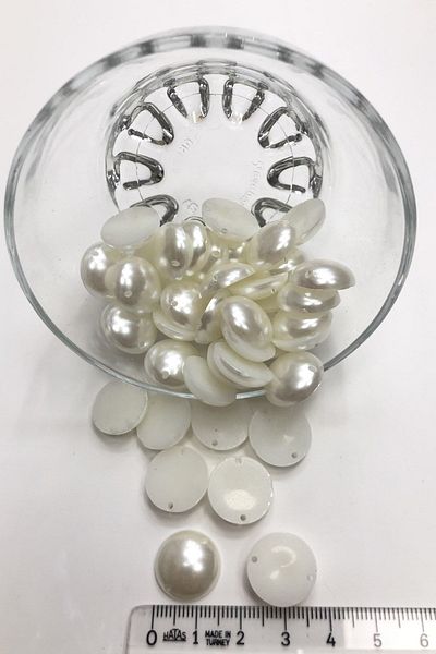Hayalperest boncuk Half Pearl Bead Cream Perforated