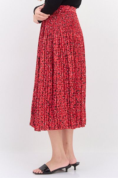 Scotch & Soda Women Pleated Midi Skirt, Red