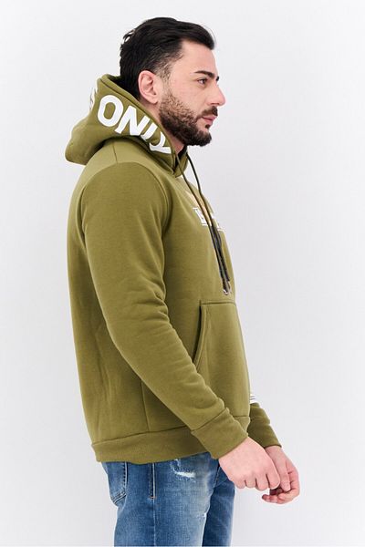 Members Only Men Hooded Embroidered Long Sleeves Sweatshirt, Olive