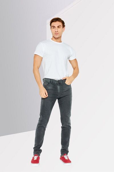 Diesel Men Skinny Fit D Amny Washed Stretchable Jeans, Black