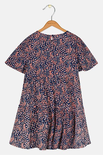 Pepe Jeans Kids Girl Allover Print Mini Dress, Blue