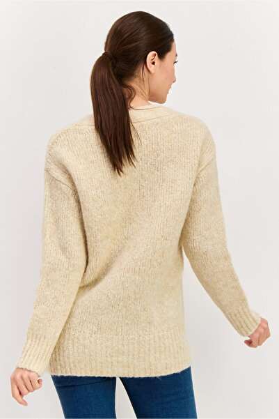 Hugo Boss Women V-Neck Textured Cardigans, Beige