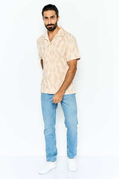 Original Paperbacks Men Regular Fit Short Sleeves Textured Casual Shirt, Multicolor