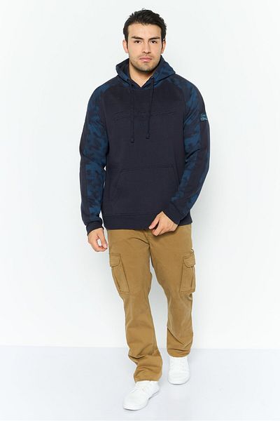 Crosshatch Men Hooded Embossed Logo Long Sleeves Sweatshirt, Navy