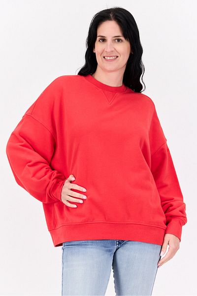 Levi's Women Crew Neck Solid Long Sleeves Sweatshirt, Red