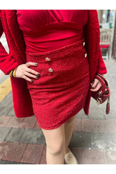 Stile Bella Жіноча золота спідниця з прихованою блискавкою та блискітками