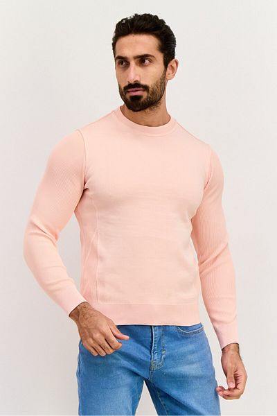 freesoul Men Crew Neck Long Sleeves Textured Sweatshirt, Corol