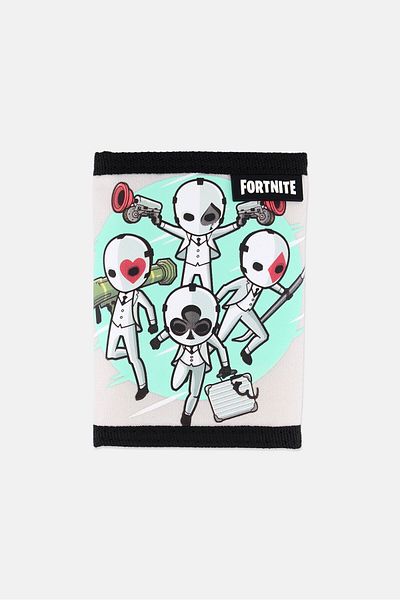 Fortnite Kids Boy Graphic Print Wallets, White Combo