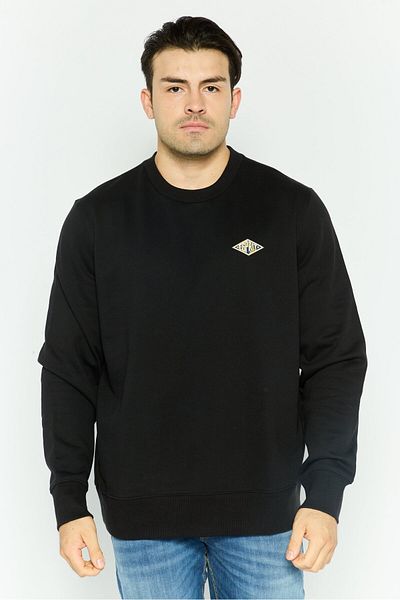Esprit Men Crew Neck Brand Logo Long Sleeve Sweatshirt, Black