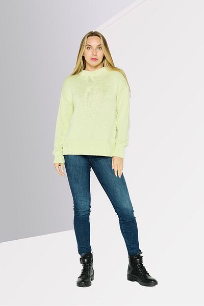 Hugo by Hugo Boss Women High Neck Textured Sweater, Lime Green