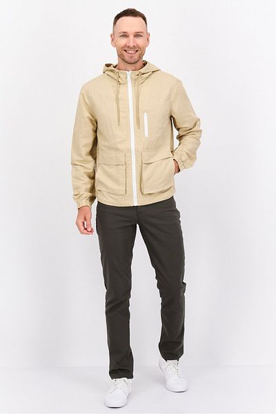 Esprit Men Plain Hooded Jacket, Tan