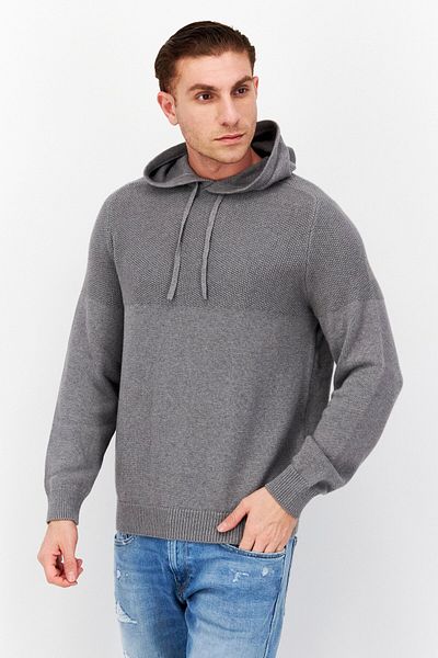 Lyle & Scott Men Hooded Long Sleeve Knitted Sweater, Grey