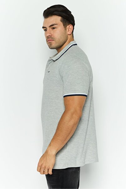 Threadbare Men Regular Fit Textured Short Sleeves Dorry Polo, Grey