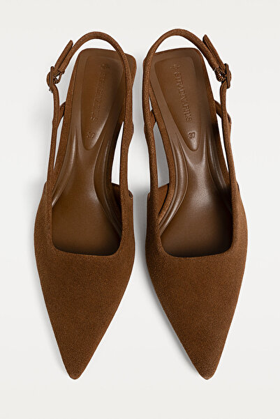 Stradivarius Kısa sivri topuklu süet ayakkabı