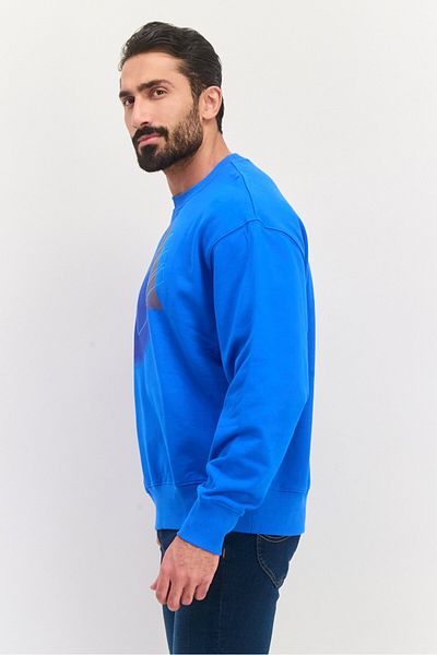 Esprit Men Crew Neck Graphic Print Long Sleeves Sweatshirt, Blue
