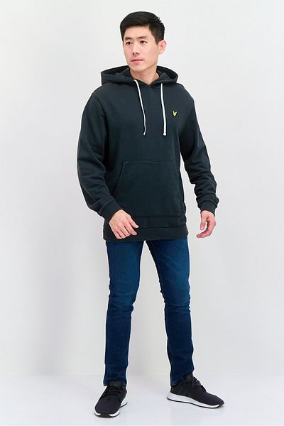 Lyle & Scott Men Hoodie Long Sleeve Brand Logo Sweatshirt, Black