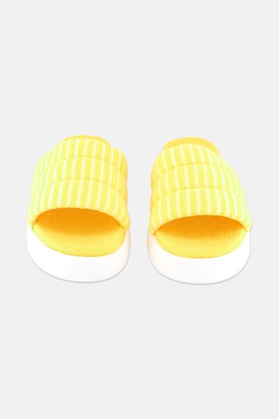 Toms Women Striped Terry Slip On Slides, Yellow