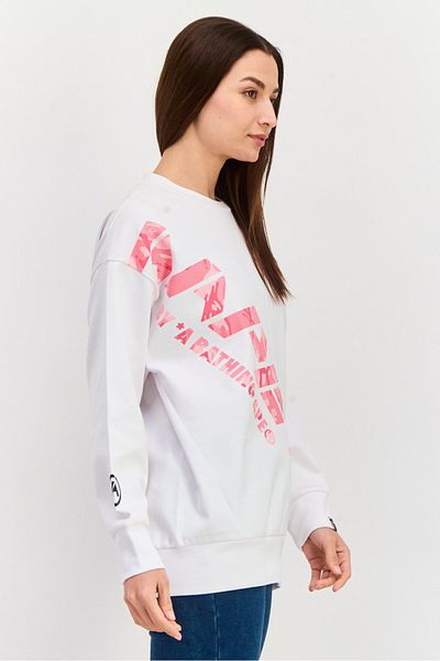Aape By A Bathing Ape Women Crew Neck Graphic Long Sleeves Sweatshirt, White Combo