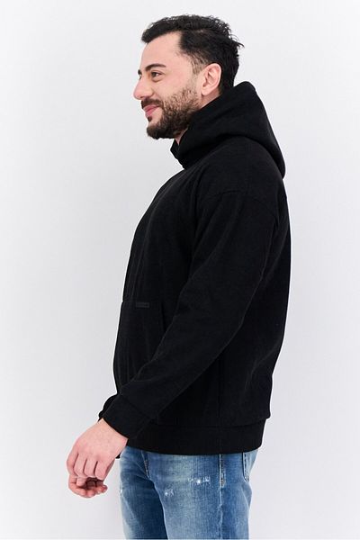 Members Only Men Hooded Corduroy Long Sleeves Sweatshirt, Black