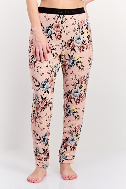 Vince Camuto Women Slim Fit Straight Leg Floral Printed Jogger Pants, Pink Combo