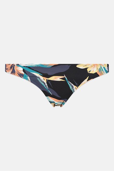 Roxy Women Floral Print Pull On Bikini Bottoms, Black Combo