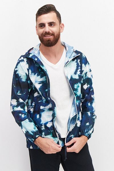 Aigle Men Hooded Long Sleeve Tie Dye Jacket, Navy