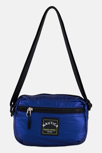 Nautica حقيبة كروس بودي مطرزة للنساء، 17 ارتفاع × 21 طول × 7 عرض، أزرق