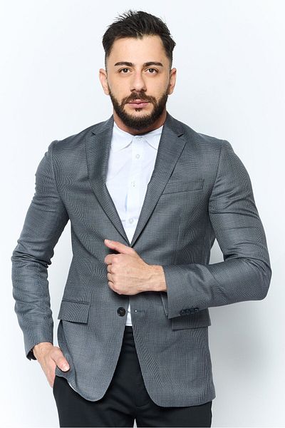 Calvin Klein Men Fitted Micro Check Blazer, Grey
