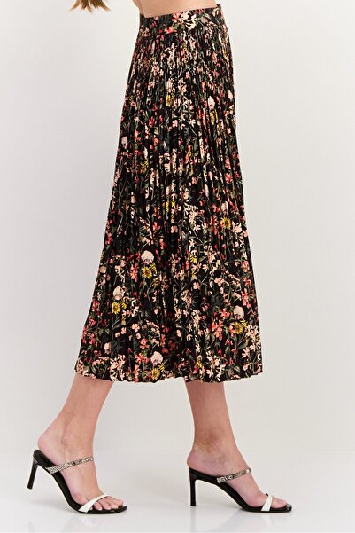Scotch & Soda Women Floral Printed Basic Midi Skirt, Black Combo