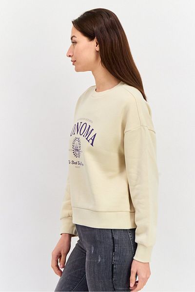 Mode by Redtape Women Crew Neck Graphic Print Long Sleeves Sweatshirt, Beige